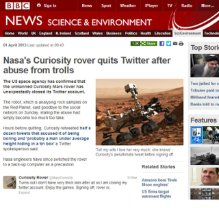 Illustration for article titled The very best April Fools Jokes from 2013: The Mars Rover Goes Rogue!